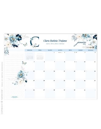 Desk Planner Mensal 2026 | Light Blue