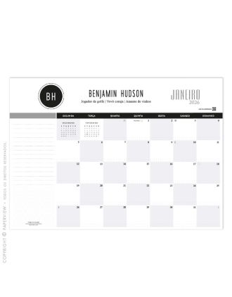 Desk Planner Mensal 2026 | Orb