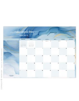 Desk Planner Mensal 2026 | Scarf L'Océan Lázuli